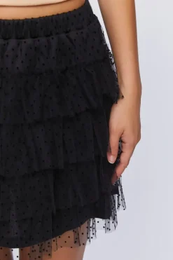 Clip Dot Tiered Mini Skirt
