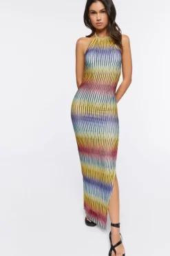 Colorblock Abstract Print Maxi Dress