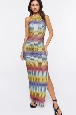 Colorblock Abstract Print Maxi Dress