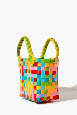 Colorblock Basketwoven Tote Bag