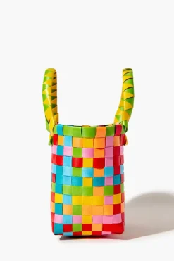 Colorblock Basketwoven Tote Bag