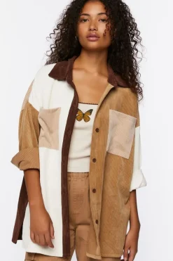 Colorblock Corduroy Shacket