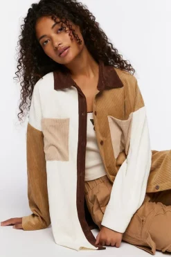 Colorblock Corduroy Shacket