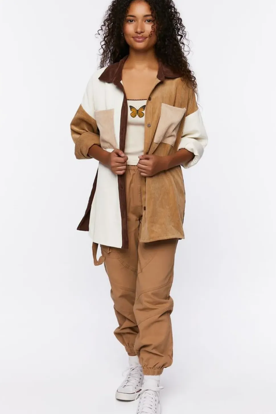 Colorblock Corduroy Shacket
