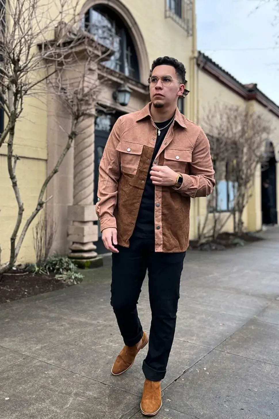 Colorblock Corduroy Shirt