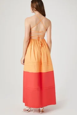 Colorblock Crisscross Cami Maxi Dress