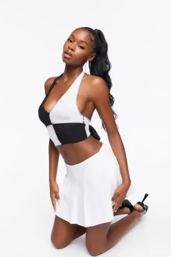 Colorblock Cropped Halter Top