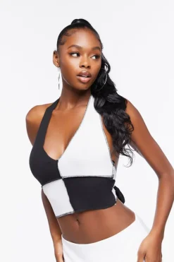 Colorblock Cropped Halter Top