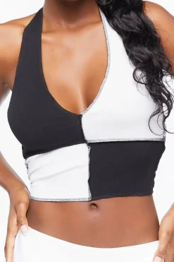 Colorblock Cropped Halter Top