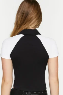 Colorblock Cropped Polo Shirt
