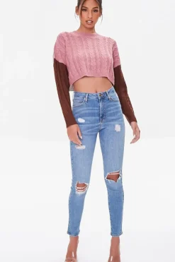 Colorblock Cropped Sweater
