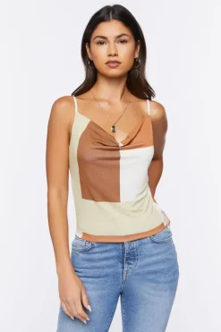 Colorblock Draped Cowl Cami