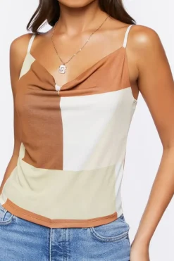 Colorblock Draped Cowl Cami