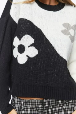 Colorblock Floral Sweater