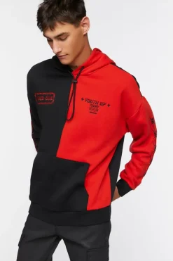 Colorblock Graphic Embroidered Hoodie