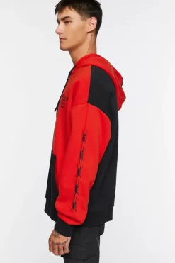 Colorblock Graphic Embroidered Hoodie
