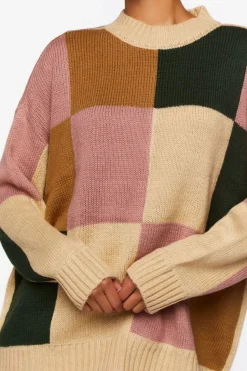 Colorblock Mock Neck Sweater