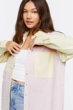 Colorblock Pinstriped Shirt