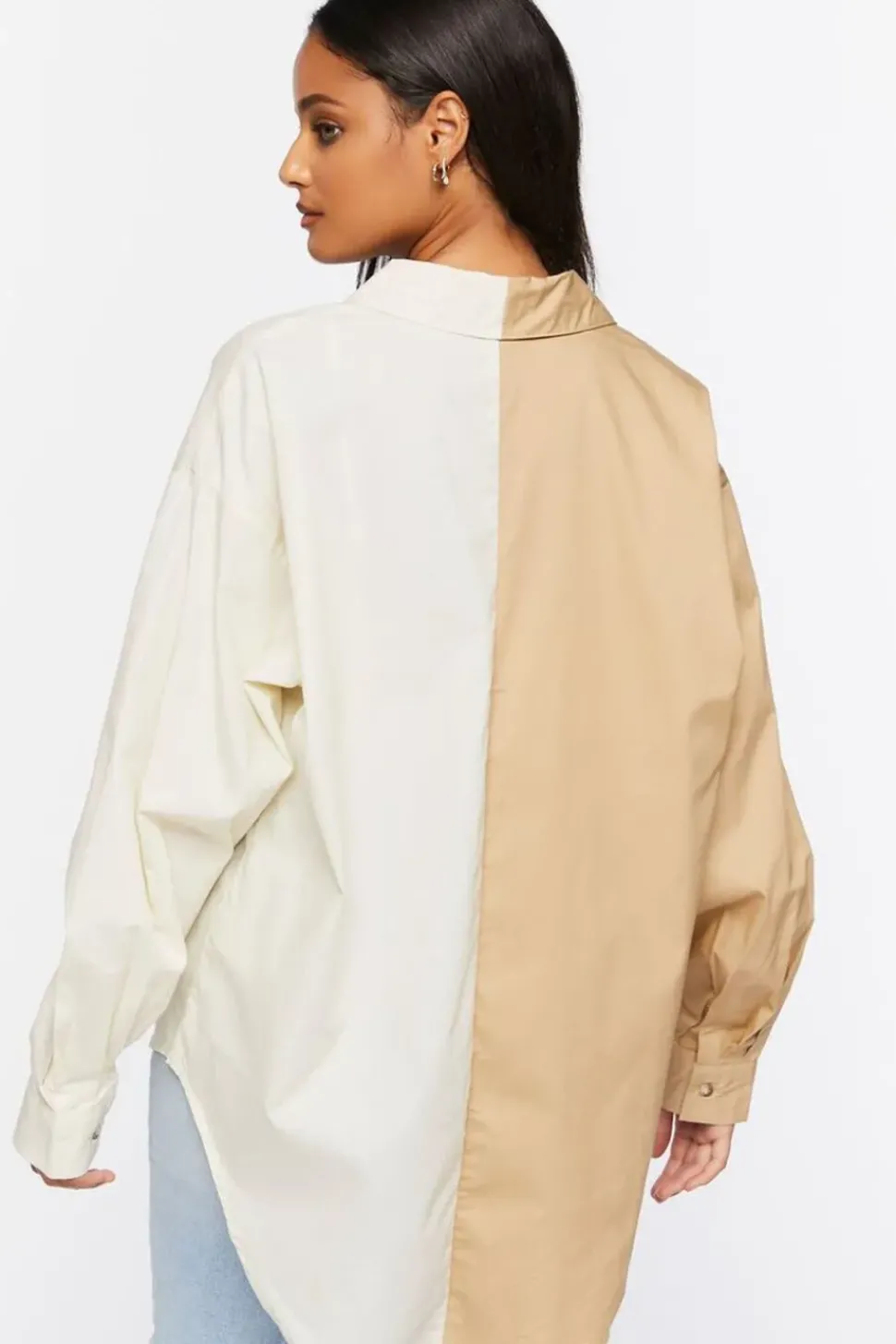 Colorblock Poplin High-Low Shirt