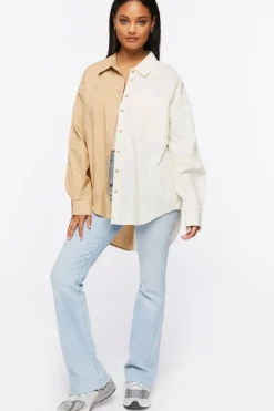 Colorblock Poplin High-Low Shirt