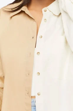 Colorblock Poplin High-Low Shirt