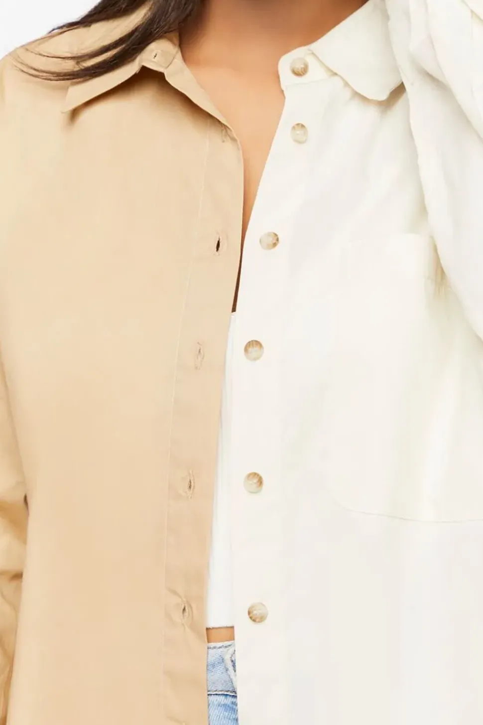 Colorblock Poplin High-Low Shirt