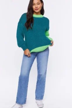 Colorblock Purl Knit Sweater