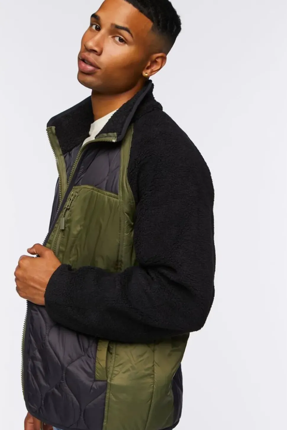 Colorblock Quilted Bomber Jacket