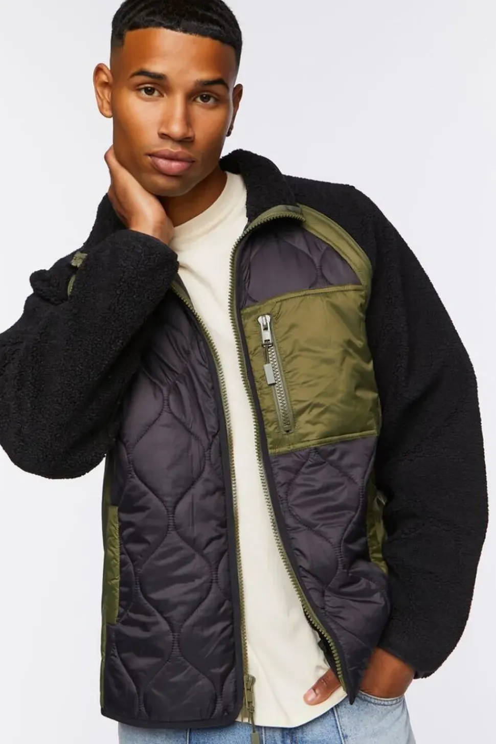 Colorblock Quilted Bomber Jacket