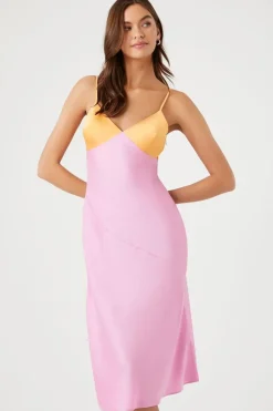 Colorblock Satin Slip Dress