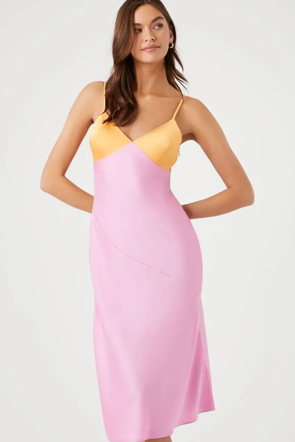 Colorblock Satin Slip Dress