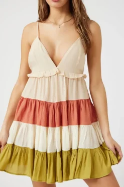 Colorblock Tiered Cami Mini Dress