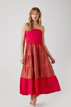 Colorblock Tiered Maxi Dress