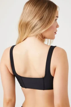 Colorblock Zip-Up Bikini Top