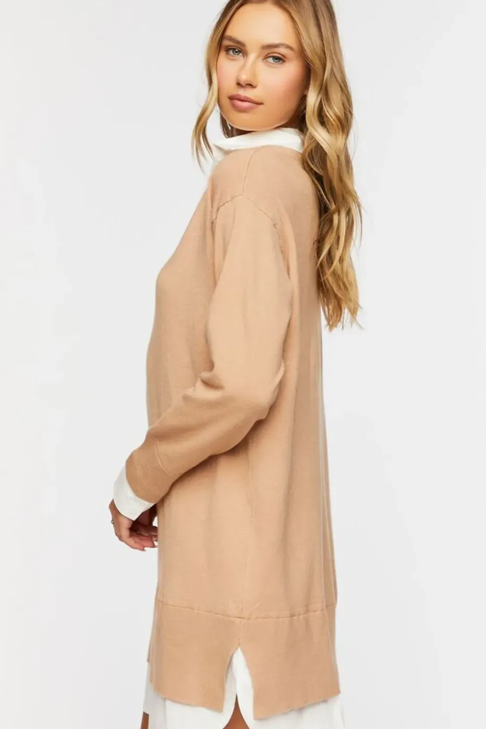 Combo Sweater Shirt Dress