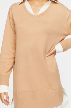Combo Sweater Shirt Dress