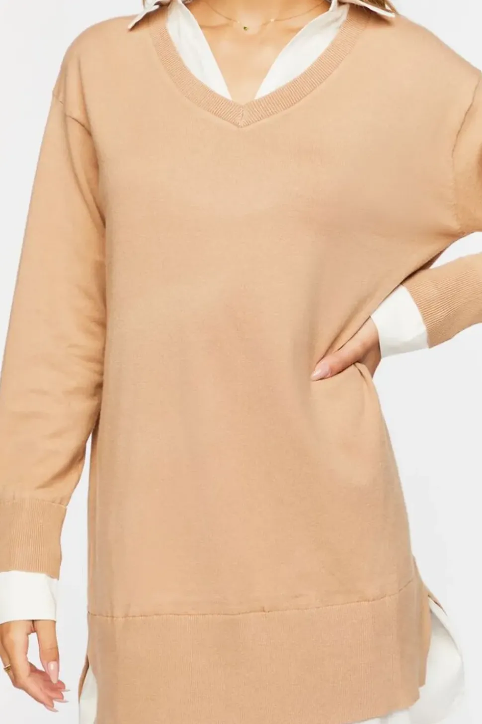 Combo Sweater Shirt Dress
