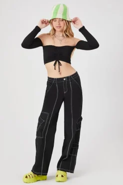 Contrast-Seam Cargo Pants
