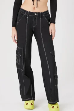 Contrast-Seam Cargo Pants
