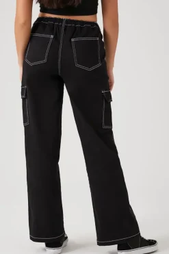 Contrast Seam Cargo Pants