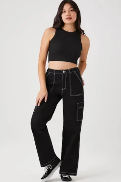Contrast Seam Cargo Pants