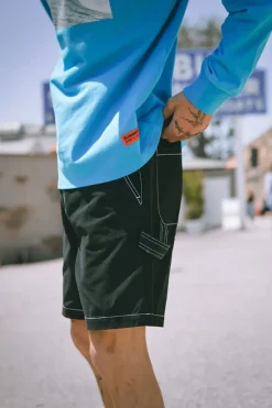 Contrast-Stitch Utility Shorts