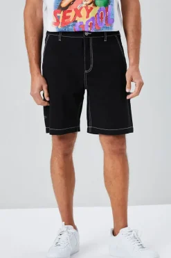 Contrast-Stitch Utility Shorts
