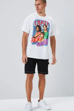 Contrast-Stitch Utility Shorts