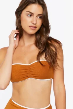 Contrast-Trim Bandeau Bikini Top