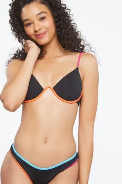 Contrast-Trim Bikini Bottoms