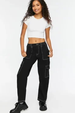 Contrast-Trim Cargo Pants