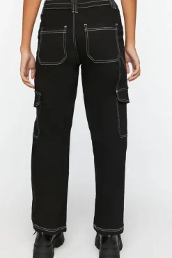 Contrast-Trim Cargo Pants