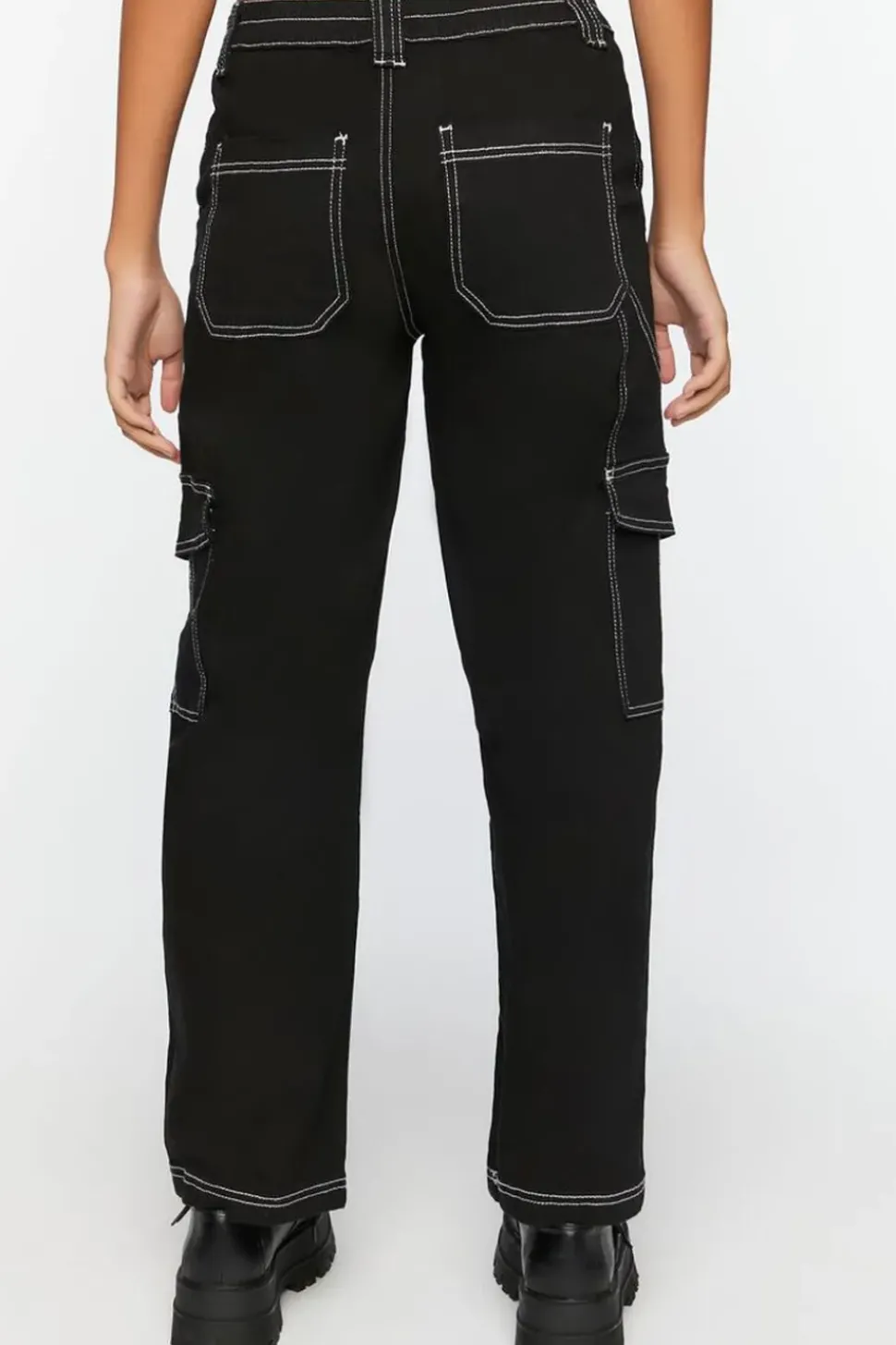 Contrast-Trim Cargo Pants