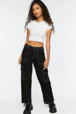 Contrast-Trim Cargo Pants